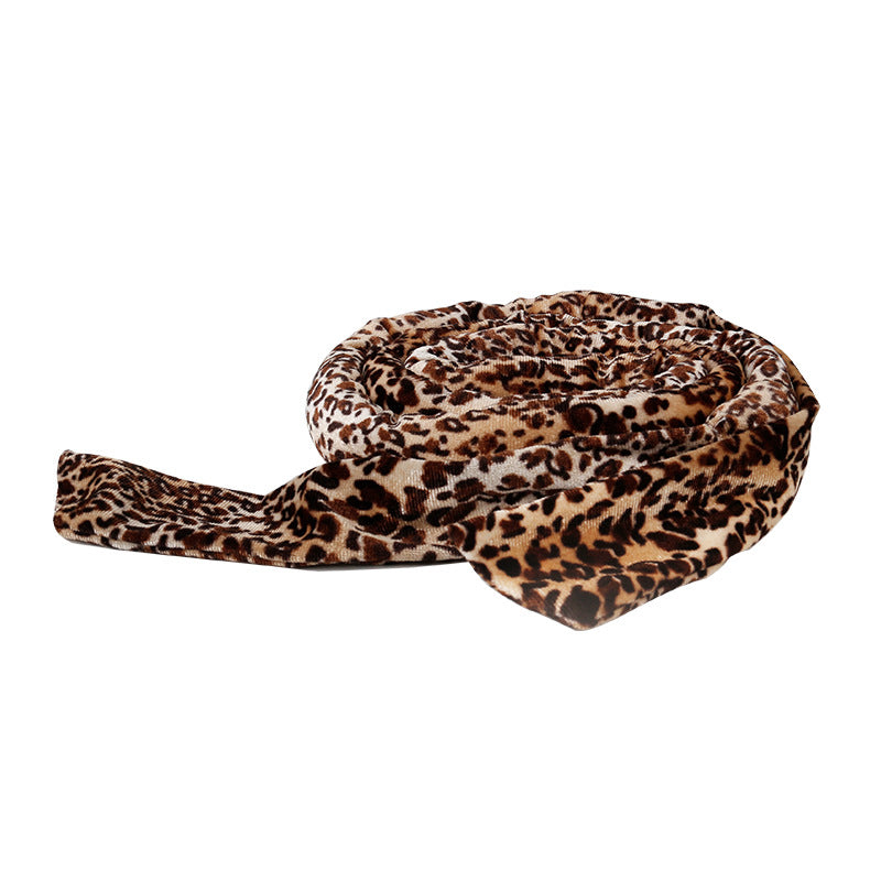 Glowglo velvet heatless hair curler in leopard print for easy, damage-free styling