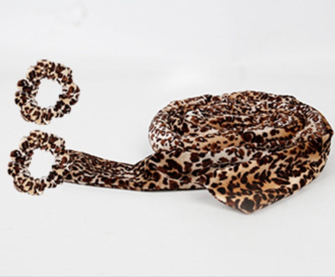 Glowglo leopard print velvet heatless hair curler with matching scrunchies for gentle styling